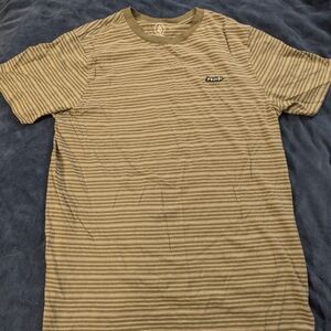 Volcom Mens XL Olive Striped Short Sleeve Tee